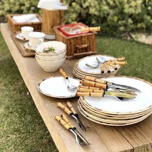 PRÉ-VENDA: Jogo 6 Pratos Rasos Cerâmica Bambu 27cm Scalla