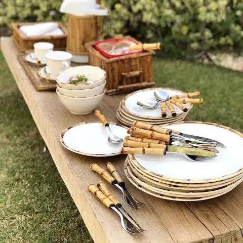 PRÉ-VENDA: Jogo 6 Pratos Rasos Cerâmica Bambu 27cm Scalla