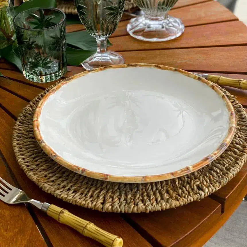PRÉ-VENDA: Jogo 6 Pratos Rasos Cerâmica Bambu 27cm Scalla