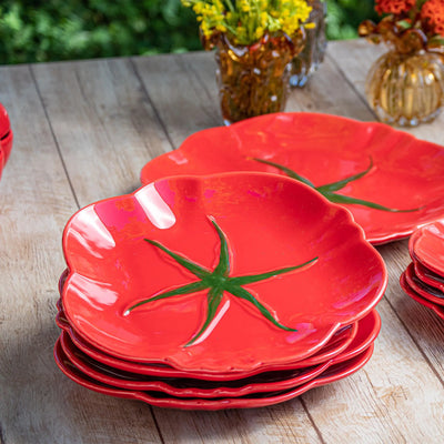PRÉ-VENDA: Jogo 6 Pratos Rasos Cerâmica Tomate 27cm Scalla