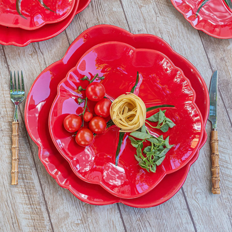 PRÉ-VENDA: Jogo 6 Pratos Rasos Cerâmica Tomate 27cm Scalla