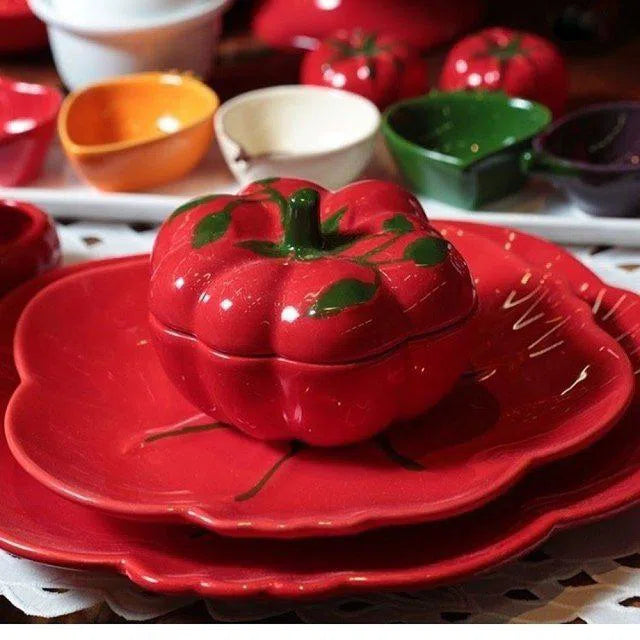 PRÉ-VENDA: Jogo 6 Pratos Rasos Cerâmica Tomate 27cm Scalla