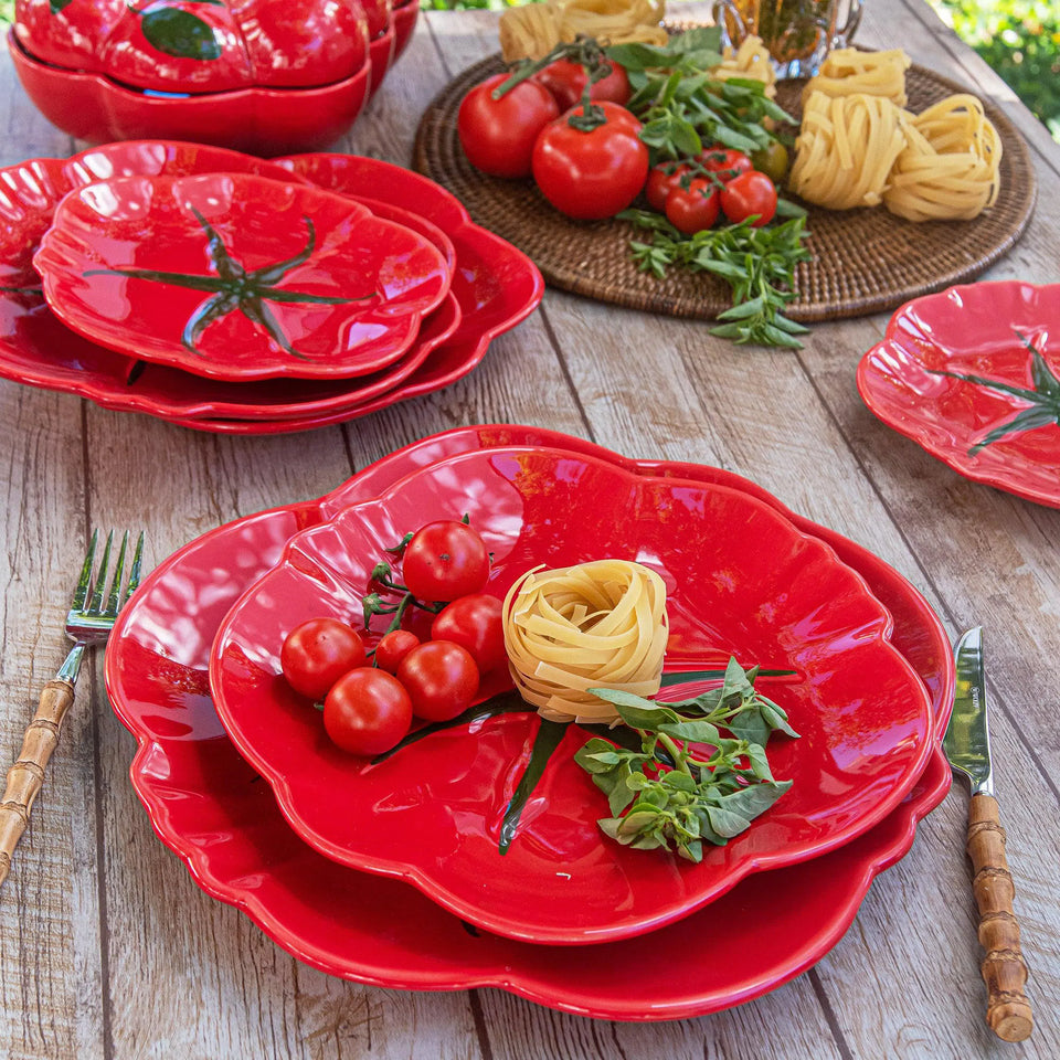 PRÉ-VENDA: Jogo 6 Pratos Rasos Cerâmica Tomate 27cm Scalla