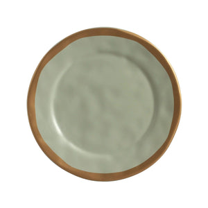 PRÉ-VENDA: Jogo 6 Pratos Rasos Cerâmica Verde com Filete Amassada 27cm Scalla