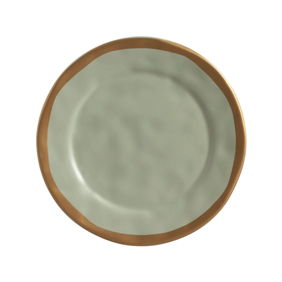 PRÉ-VENDA: Jogo 6 Pratos Rasos Cerâmica Verde com Filete Amassada 27cm Scalla