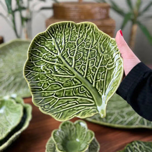 PRÉ-VENDA: Jogo 6 Pratos de Sobremesa Cerâmica Couve Verde Cobre 20,5cm Scalla