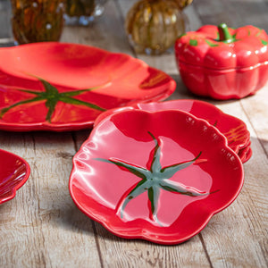 PRÉ-VENDA: Jogo 6 Pratos de Sobremesa Cerâmica Tomate 20cm Scalla