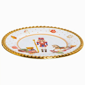 PRÉ-VENDA: Jogo 6 Pratos de Sobremesa Cerâmica Toys Christmas com Ouro 20cm Scalla