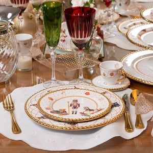 PRÉ-VENDA: Jogo 6 Pratos de Sobremesa Cerâmica Toys Christmas com Ouro 20cm Scalla