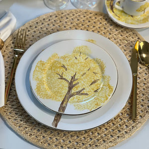 PRÉ-VENDA: Jogo 6 Pratos de Sobremesa Cerâmica Ypê Colorido com Filete de Ouro 21cm Scalla