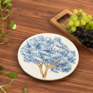 PRÉ-VENDA: Jogo 6 Pratos de Sobremesa Cerâmica Ypê Colorido com Filete de Ouro 21cm Scalla