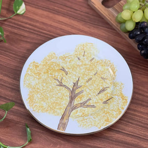 PRÉ-VENDA: Jogo 6 Pratos de Sobremesa Cerâmica Ypê Colorido com Filete de Ouro 21cm Scalla