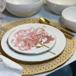 PRÉ-VENDA: Jogo 6 Pratos de Sobremesa Cerâmica Ypê Colorido com Filete de Ouro 21cm Scalla