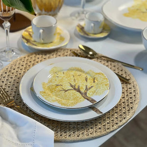 PRÉ-VENDA: Jogo 6 Pratos de Sobremesa Cerâmica Ypê Colorido com Filete de Ouro 21cm Scalla