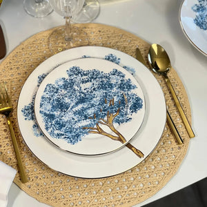 PRÉ-VENDA: Jogo 6 Pratos de Sobremesa Cerâmica Ypê Colorido com Filete de Ouro 21cm Scalla