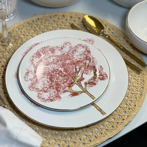 PRÉ-VENDA: Jogo 6 Pratos de Sobremesa Cerâmica Ypê Colorido com Filete de Ouro 21cm Scalla