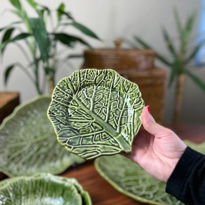 PRÉ-VENDA: Jogo 6 Pratos para Pão Cerâmica Couve Verde Cobre 16x2,5cm Scalla