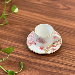 PRÉ-VENDA: Jogo 6 Xícaras de Café com Pires Cerâmica Ypê Colorido com Filete de Ouro 100ml Scalla