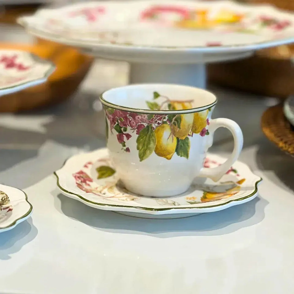 PRÉ-VENDA: Jogo 6 Xícaras de Chá com Pires Cerâmica Imperial 200ml Scalla