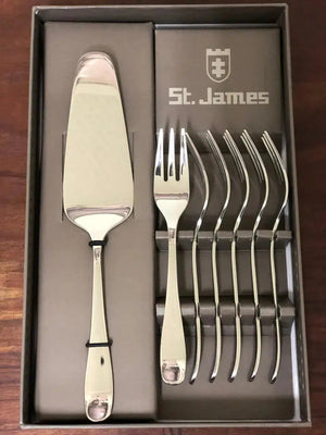 PRÉ-VENDA: Jogo Espátula + 6 Garfos para Bolo St. James Serenity Inox