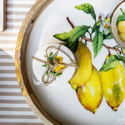 PRÉ-VENDA: Kit 4 Porta-Copos Madeira Toscana Bahali 10cm