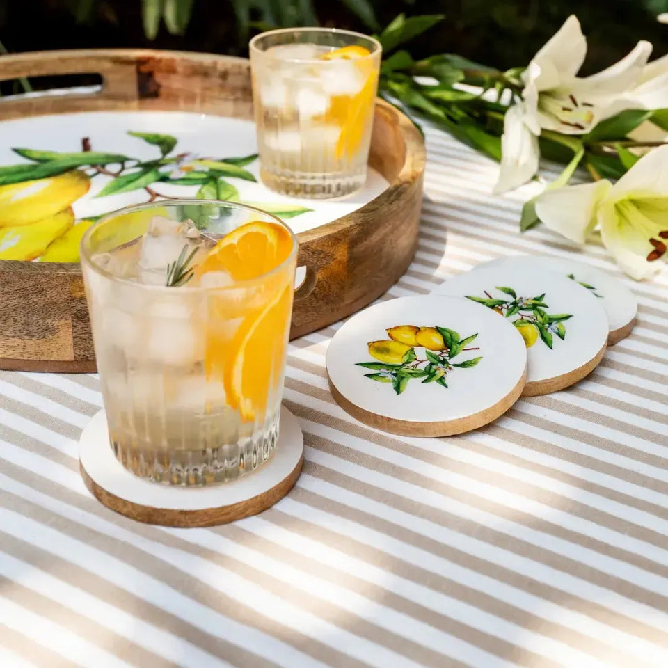 PRÉ-VENDA: Kit 4 Porta-Copos Madeira Toscana Bahali 10cm