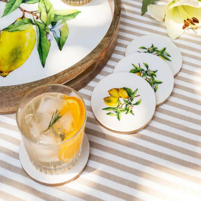 PRÉ-VENDA: Kit 4 Porta-Copos Madeira Toscana Bahali 10cm