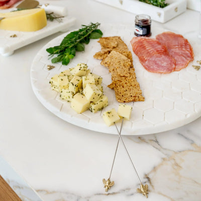 PRÉ-VENDA: Kit 8 Palitos Aperitivo com Suporte Mármore Laguiole Bee