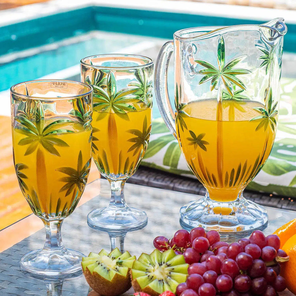 PRÉ-VENDA: Kit Promocional: Palm Tree Handpaint (6 Taças 450ml + Jarra 1,5L)