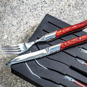 PRÉ-VENDA: Kit com 3 Facas & 3 Garfos Ultra Premium Madeira Laguiole La Maison