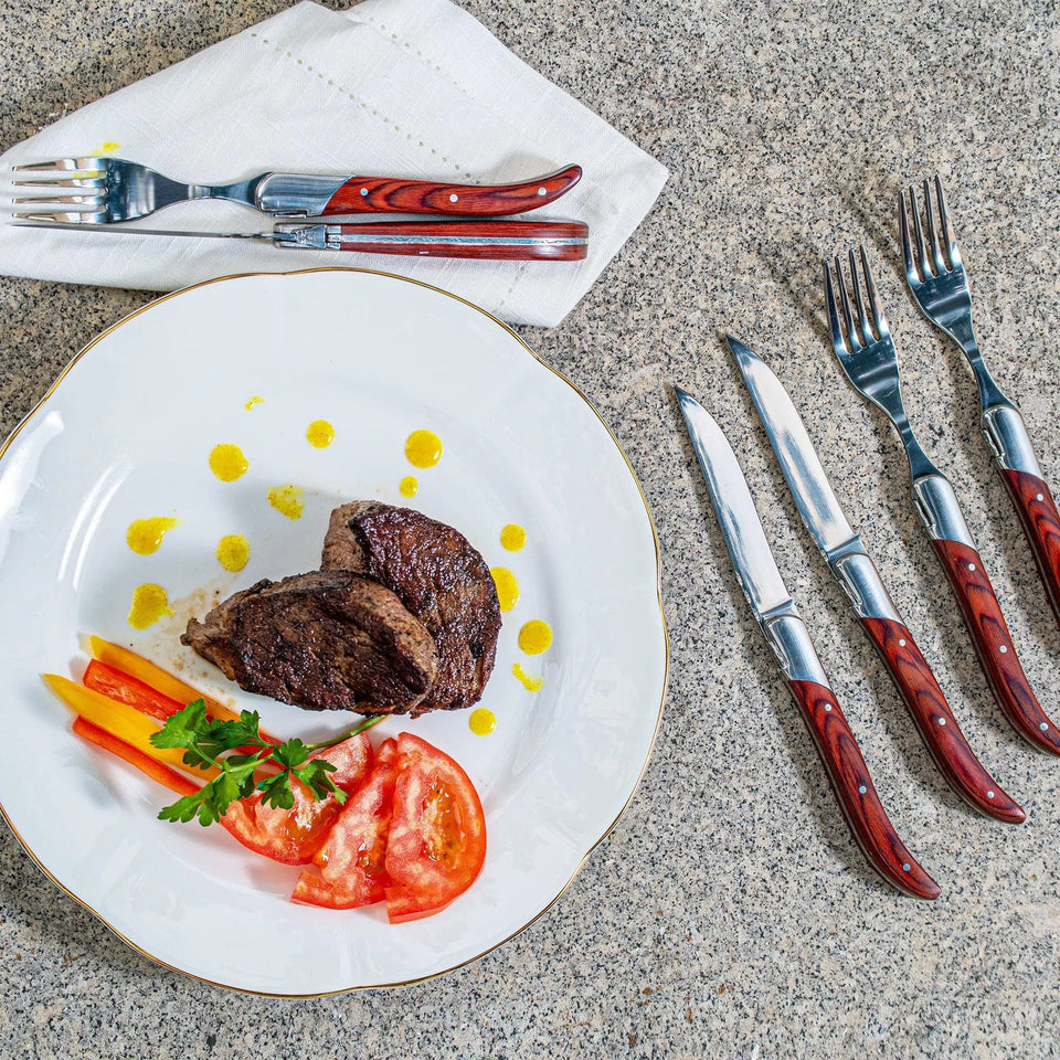 PRÉ-VENDA: Kit com 3 Facas & 3 Garfos Ultra Premium Madeira Laguiole La Maison