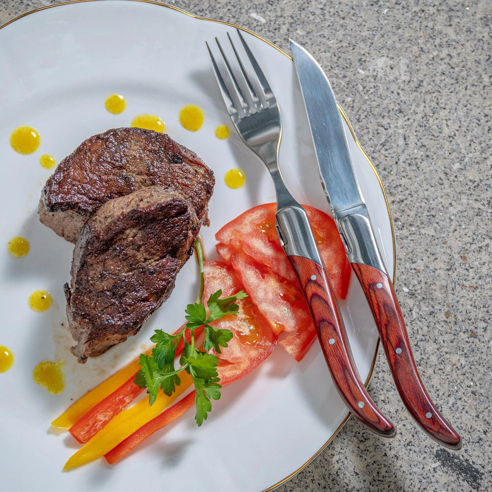 PRÉ-VENDA: Kit com 3 Facas & 3 Garfos Ultra Premium Madeira Laguiole La Maison