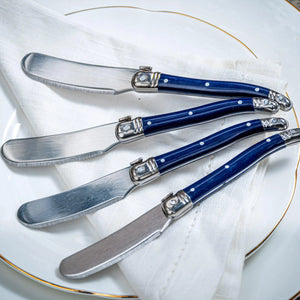 PRÉ-VENDA: Kit com 4 Espátulas para Patê Luxo Azul Marinho Laguiole La Maison