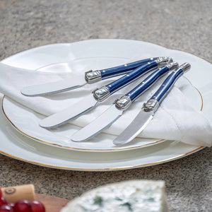 PRÉ-VENDA: Kit com 4 Espátulas para Patê Luxo Azul Marinho Laguiole La Maison