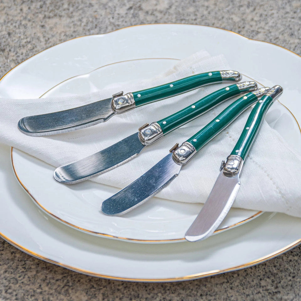 PRÉ-VENDA: Kit com 4 Espátulas para Patê Luxo Verde Laguiole La Maison