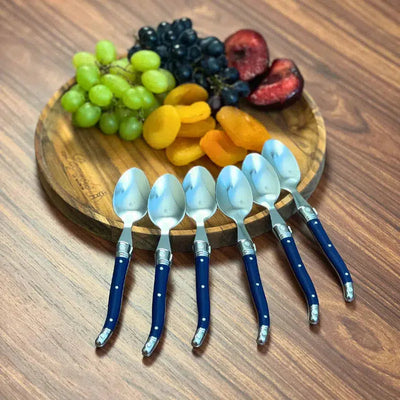 PRÉ-VENDA: Kit com 6 Colheres para Sobremesa Luxo Azul Marinho Laguiole La Maison