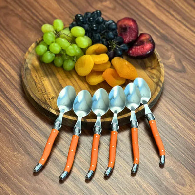 PRÉ-VENDA: Kit com 6 Colheres para Sobremesa Luxo Laranja Laguiole La Maison