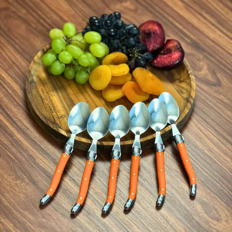 PRÉ-VENDA: Kit com 6 Colheres para Sobremesa Luxo Laranja Laguiole La Maison