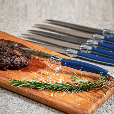 PRÉ-VENDA: Kit com 6 Facas Luxo Azul Marinho Laguiole La Maison