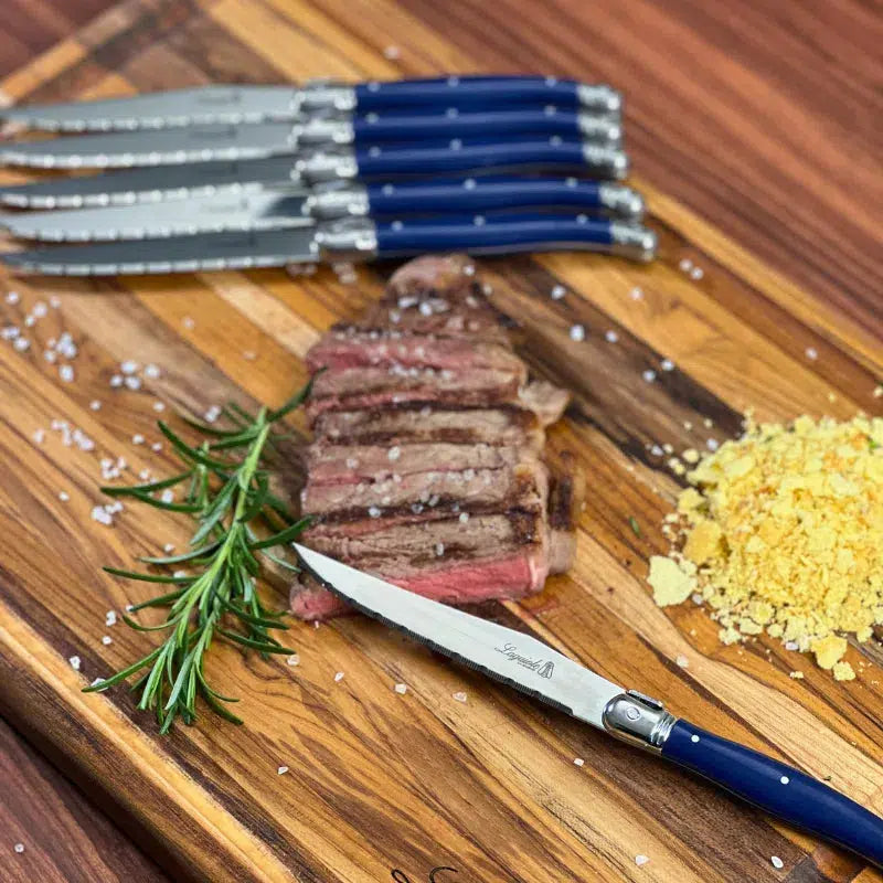 PRÉ-VENDA: Kit com 6 Facas Luxo Azul Marinho Laguiole La Maison