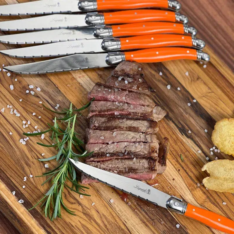 PRÉ-VENDA: Kit com 6 Facas Luxo Laranja Laguiole La Maison