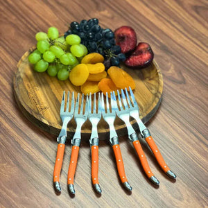 PRÉ-VENDA: Kit com 6 Garfos para Sobremesa Luxo Laranja Laguiole La Maison