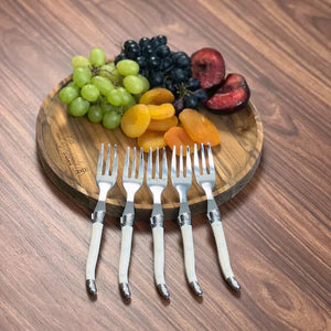 PRÉ-VENDA: Kit com 6 Garfos para Sobremesa Luxo Marfim Laguiole La Maison