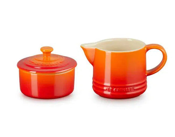 PRÉ-VENDA: Kit com Porta Creme 300ml e Açúcar 250ml Signature Cerâmica Laranja Le Creuset