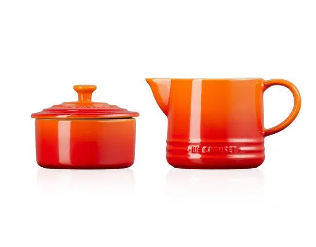 PRÉ-VENDA: Kit com Porta Creme 300ml e Açúcar 250ml Signature Cerâmica Laranja Le Creuset