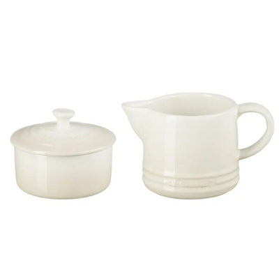 PRÉ-VENDA: Kit com Porta Creme 300ml e Açúcar 250ml Signature Cerâmica Meringue Le Creuset