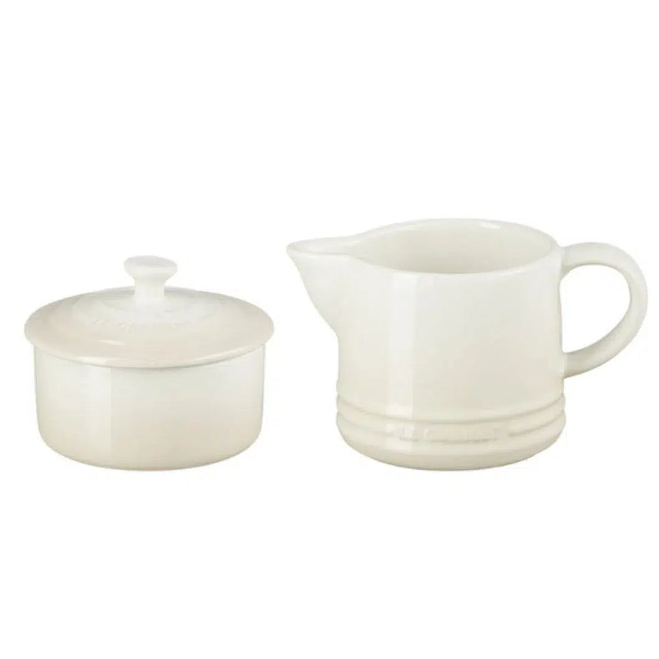 PRÉ-VENDA: Kit com Porta Creme 300ml e Açúcar 250ml Signature Cerâmica Meringue Le Creuset