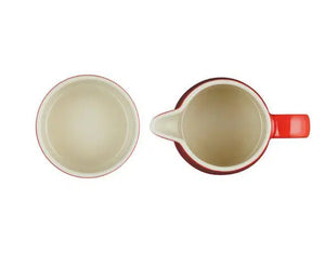 PRÉ-VENDA: Kit com Porta Creme 300ml e Açúcar 250ml Signature Cerâmica Vermelho Le Creuset