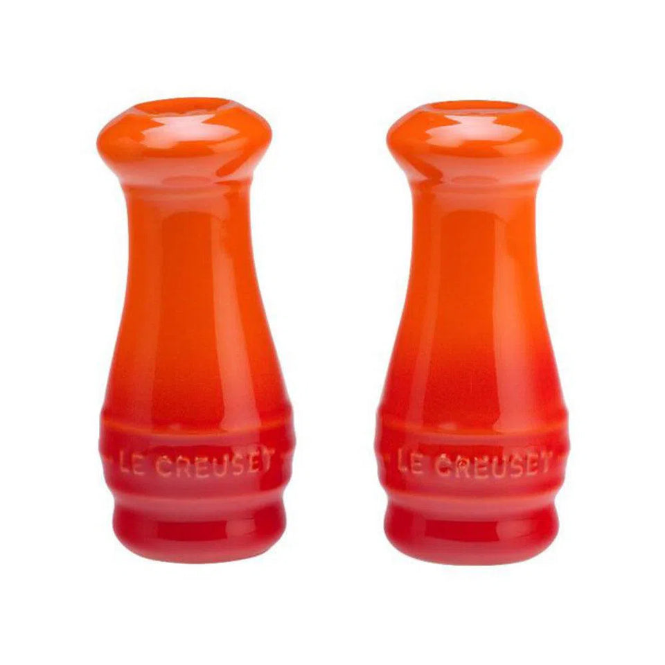 PRÉ-VENDA: Kit com Saleiro & Pimenteiro Cerâmica Laranja 110ml Le Creuset
