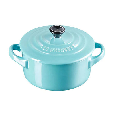 PRÉ-VENDA: Mini Cocotte Cerâmica Azul Caribe 250ml 10cm Le Creuset